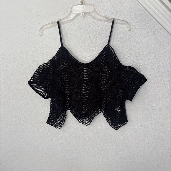 Lulumari Tops - Anthropologie X Lulumari Women's crotchet Knit Crop Swim Cover Up Top Size L
